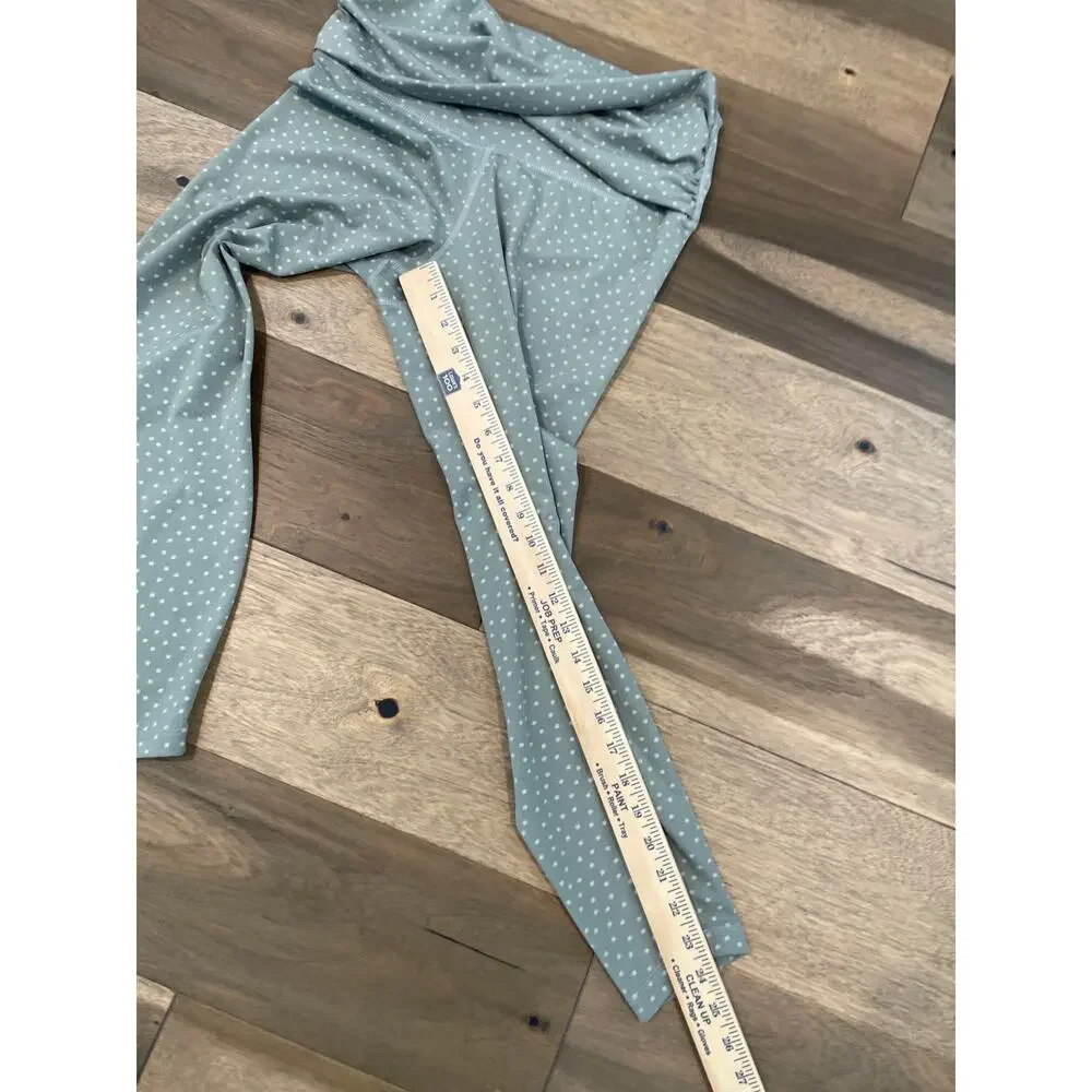 Nike Dri‑Fit Cropped Leggings Sage Green Polka Dot Cross Waist Size L